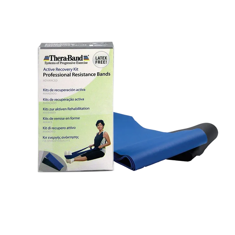 Latexfreies TheraBand Set für Fortgeschrittene – Blau, Schwarz | je 1,50 m