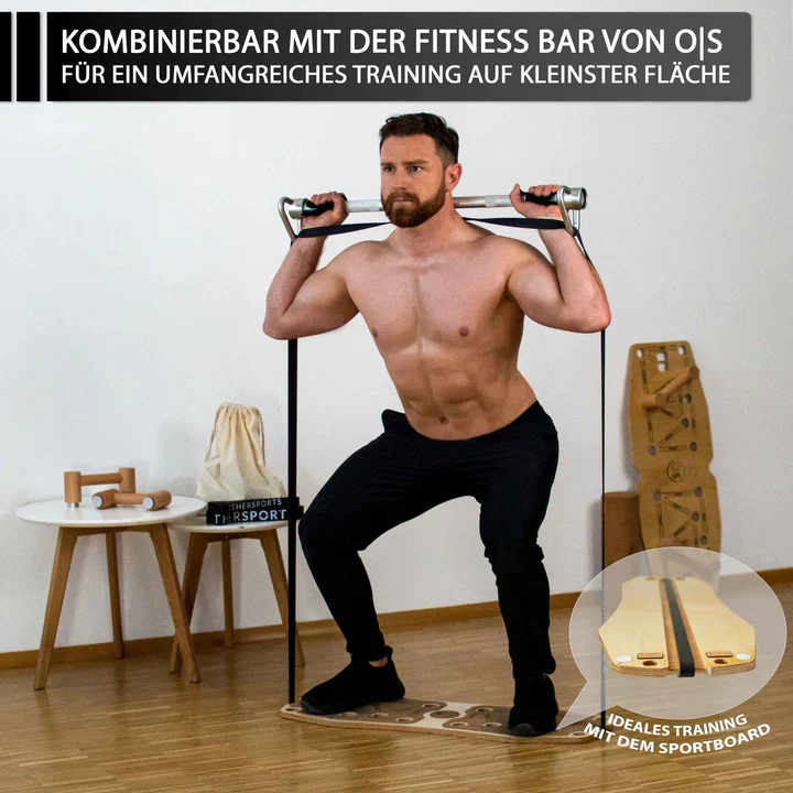 Bundle Sportboard Kork & Fitness Stange - Eigengewicht Training gegen die Schwerkraft