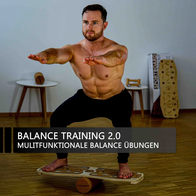 Bundle Sportboard Kork & Fitness Stange - Eigengewicht Training gegen die Schwerkraft