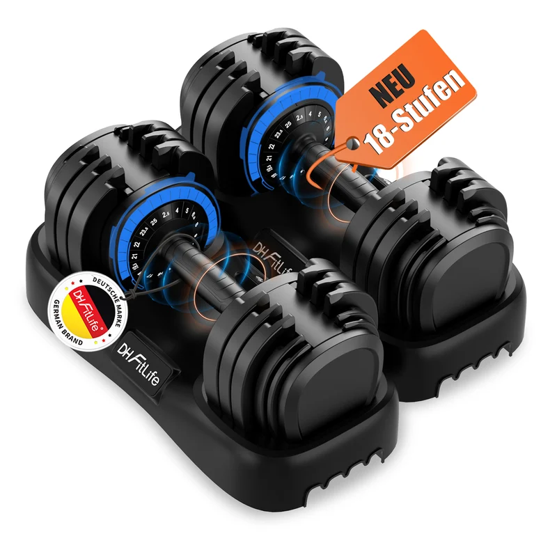 DH FitLife 2026 Neu 25kg verstellbare Hanteln Set, 18 Stufen, 18-in-1