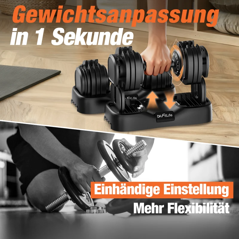 DH FitLife 2026 Neu 25kg verstellbare Hanteln Set, 18 Stufen, 18-in-1