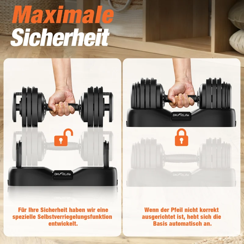 DH FitLife 2026 Neu 25kg verstellbare Hanteln Set, 18 Stufen, 18-in-1