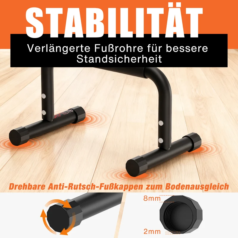 DH FitLife Parallettes verstellbar 30–35 cm, Calisthenics Equipment 200 kg