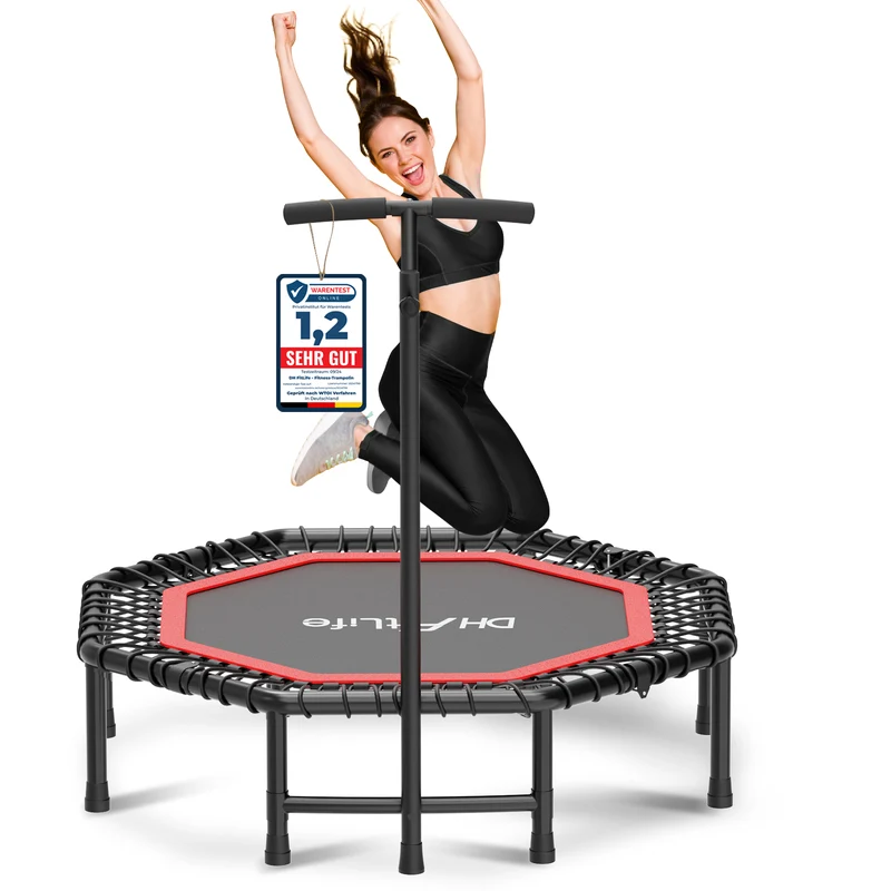 DH FitLife Fitness Trampolin Indoor Ø121 cm, klappbar, 150 kg mit Handgriff