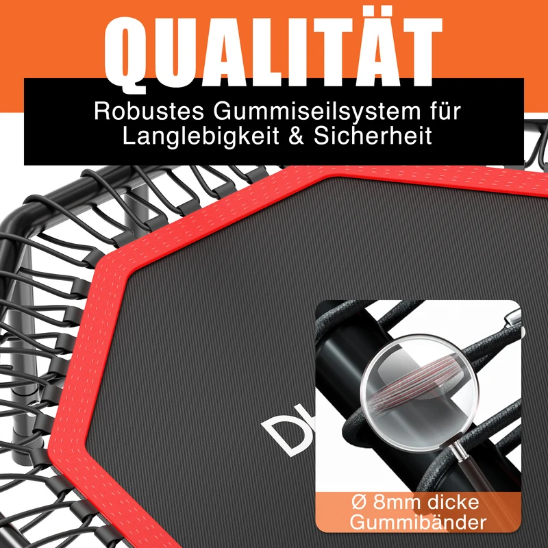 DH FitLife Fitness Trampolin Indoor Ø121 cm, klappbar, 150 kg mit Handgriff