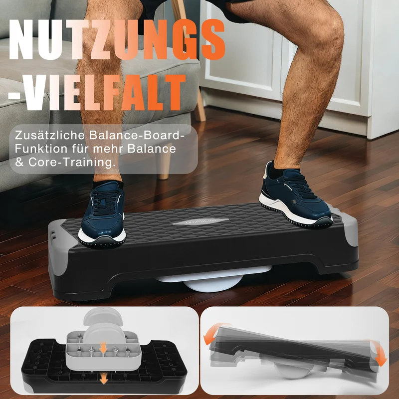 DH FitLife 3-in-1 Steppbrett 10/15cm, Aerobic Stepper für Zuhause bis 120kg