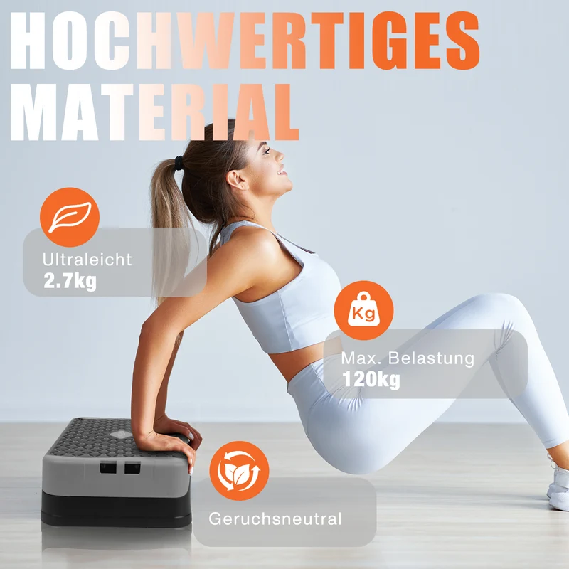 DH FitLife 3-in-1 Steppbrett 10/15cm, Aerobic Stepper für Zuhause bis 120kg