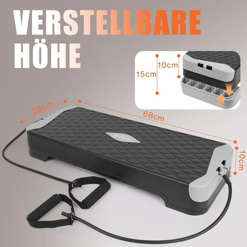 DH FitLife 3-in-1 Steppbrett 10/15cm, Aerobic Stepper für Zuhause bis 120kg