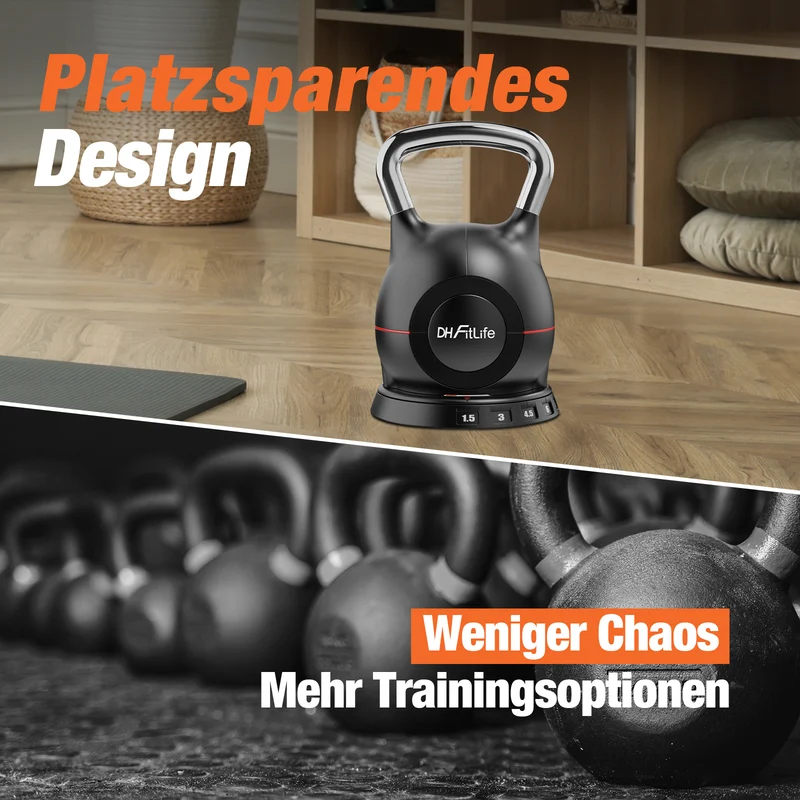 DH FitLife 7-in-1 Kettlebell Set, verstellbare Kugelhantel 1,5–10 kg