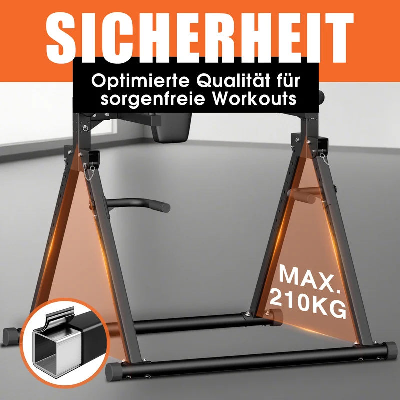 DH FitLife Power Tower faltbar, Klimmzugstange freistehend mit Dip Station