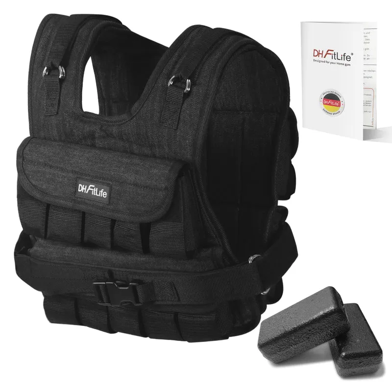 DH FitLife Gewichtsweste 20 kg, verstellbar, mit 20 Gusseisen Gewichten