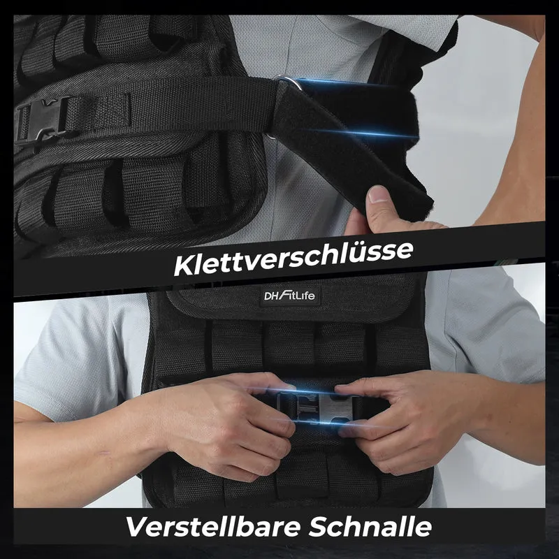 DH FitLife Gewichtsweste 20 kg, verstellbar, mit 20 Gusseisen Gewichten