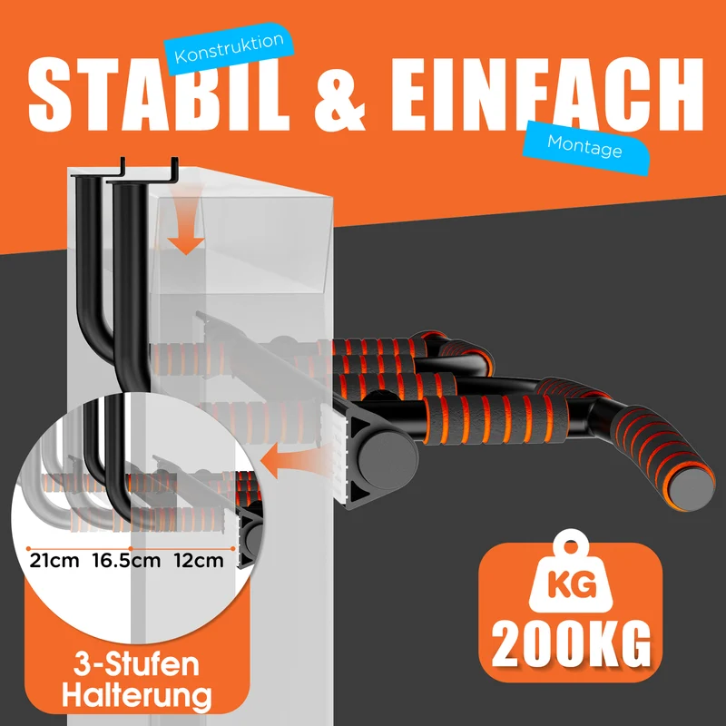 DH FitLife Klimmzugstange Türrahmen, 10 Griffe Pull Up Bar, bis 200 kg