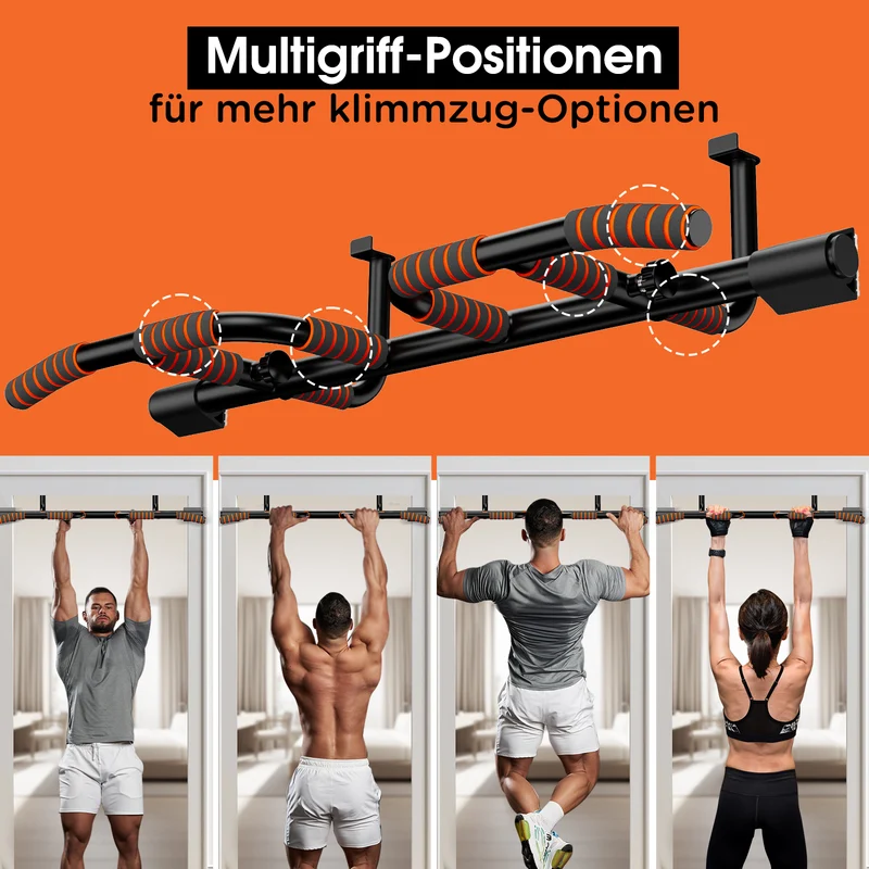 DH FitLife Klimmzugstange Türrahmen, 10 Griffe Pull Up Bar, bis 200 kg