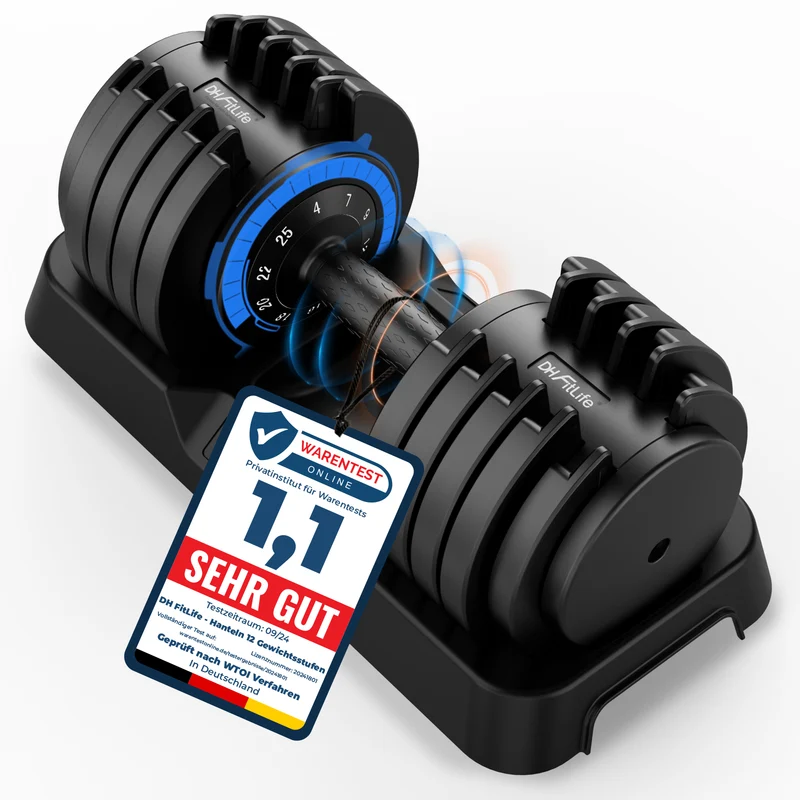 DH FitLife 25kg verstellbare Hanteln Set, 10 Stufen, Kurzhanteln 10-in-1