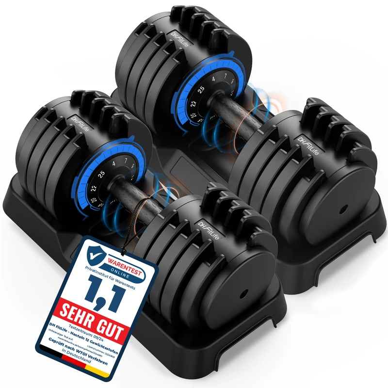 DH FitLife 25kg verstellbare Hanteln Set, 10 Stufen, Kurzhanteln 10-in-1