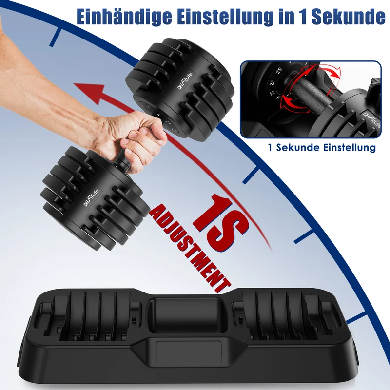 DH FitLife 25kg verstellbare Hanteln Set, 10 Stufen, Kurzhanteln 10-in-1