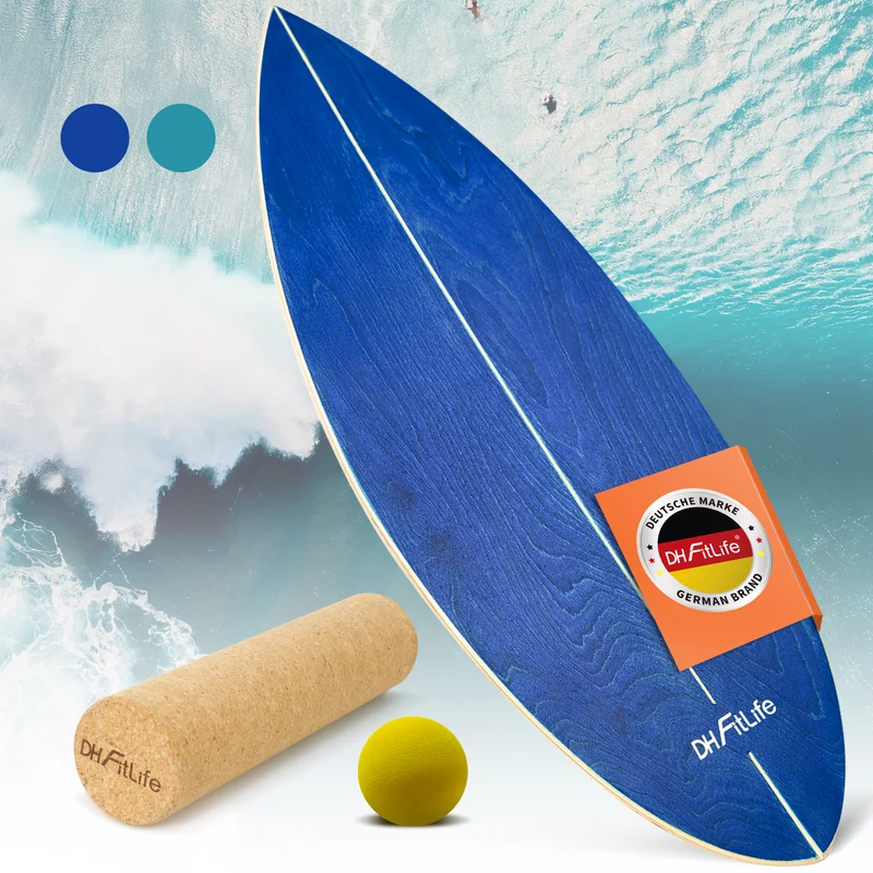 DH FitLife Surfing Balance-Board Set, Surfbrett-Kit aus Birkenholz