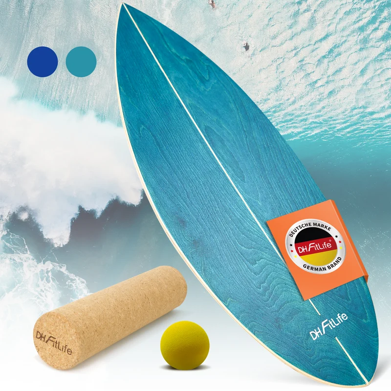 DH FitLife Surfing Balance-Board Set, Surfbrett-Kit aus Birkenholz