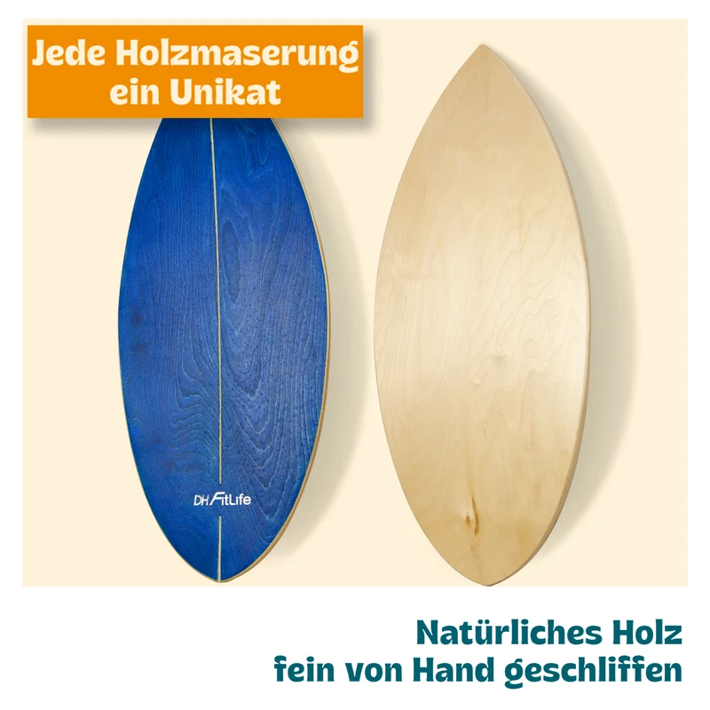 DH FitLife Surfing Balance-Board Set, Surfbrett-Kit aus Birkenholz
