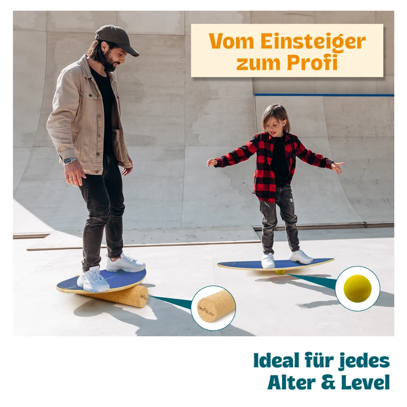 DH FitLife Surfing Balance-Board Set, Surfbrett-Kit aus Birkenholz