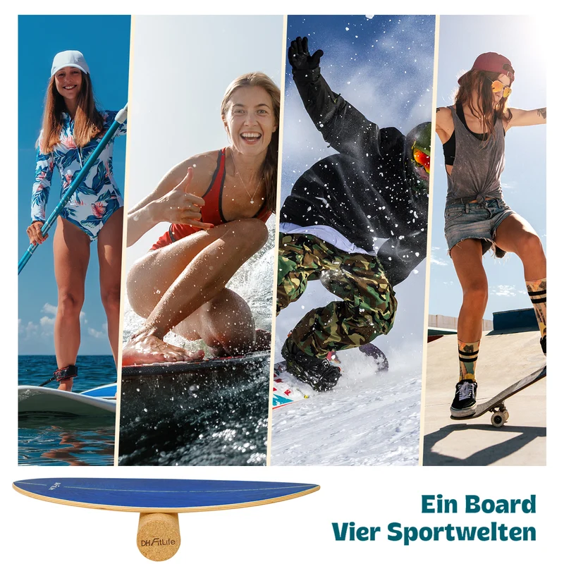 DH FitLife Surfing Balance-Board Set, Surfbrett-Kit aus Birkenholz