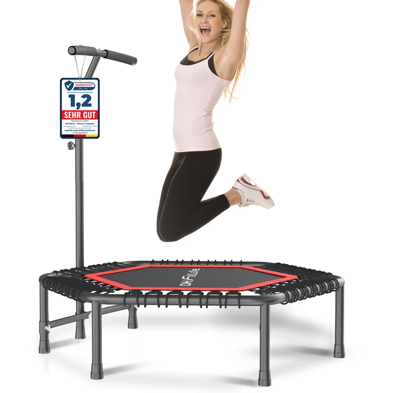 DH FitLife Fitness Trampolin Indoor Ø114 cm, stabil 150kg mit Handgriff