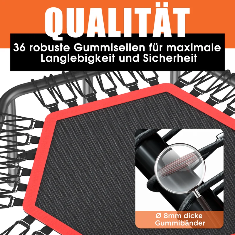 DH FitLife Fitness Trampolin Indoor Ø114 cm, stabil 150kg mit Handgriff