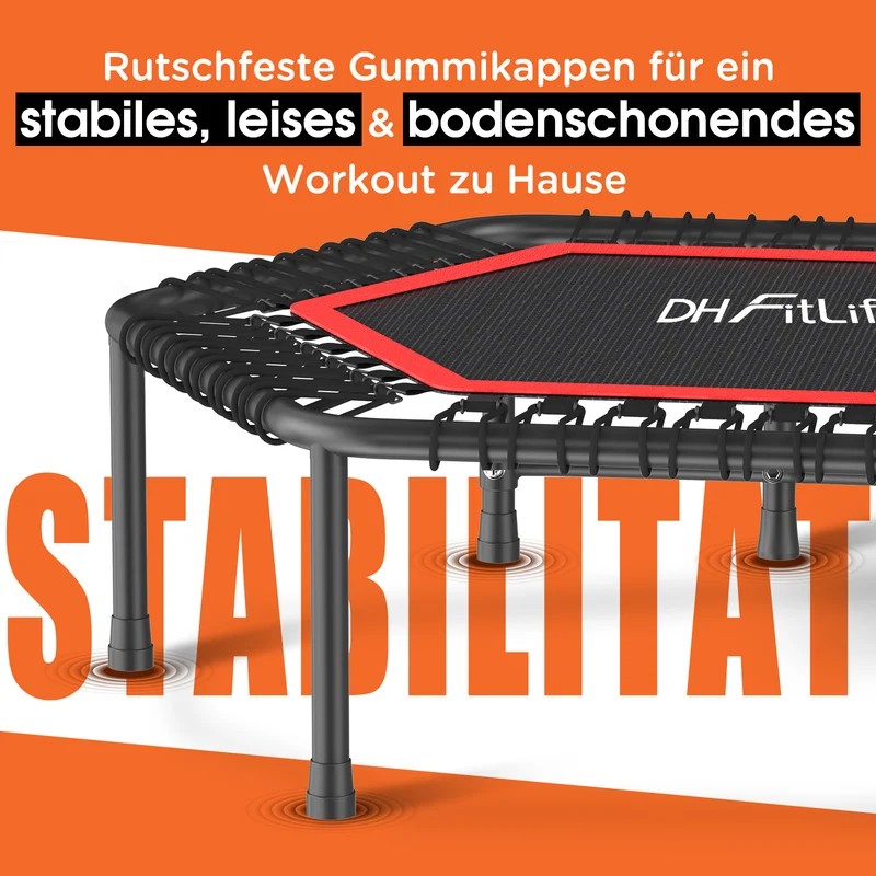DH FitLife Fitness Trampolin Indoor Ø114 cm, stabil 150kg mit Handgriff