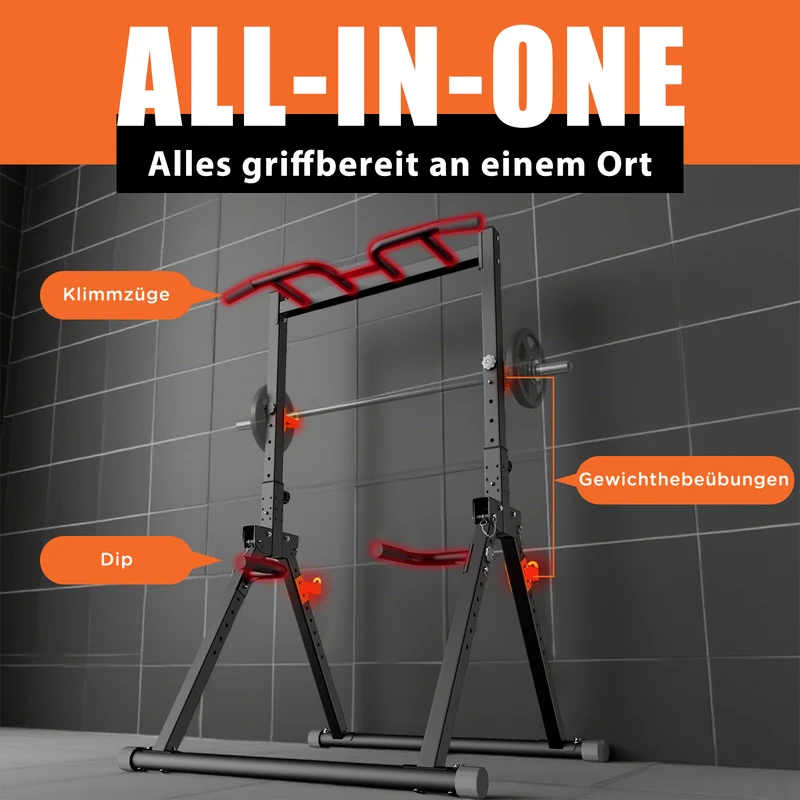 DH FitLife Power Tower faltbar, Klimmzugstange freistehend mit Dip Station