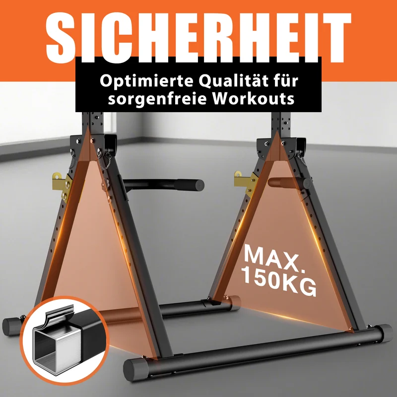 DH FitLife Power Tower faltbar, Klimmzugstange freistehend mit Dip Station