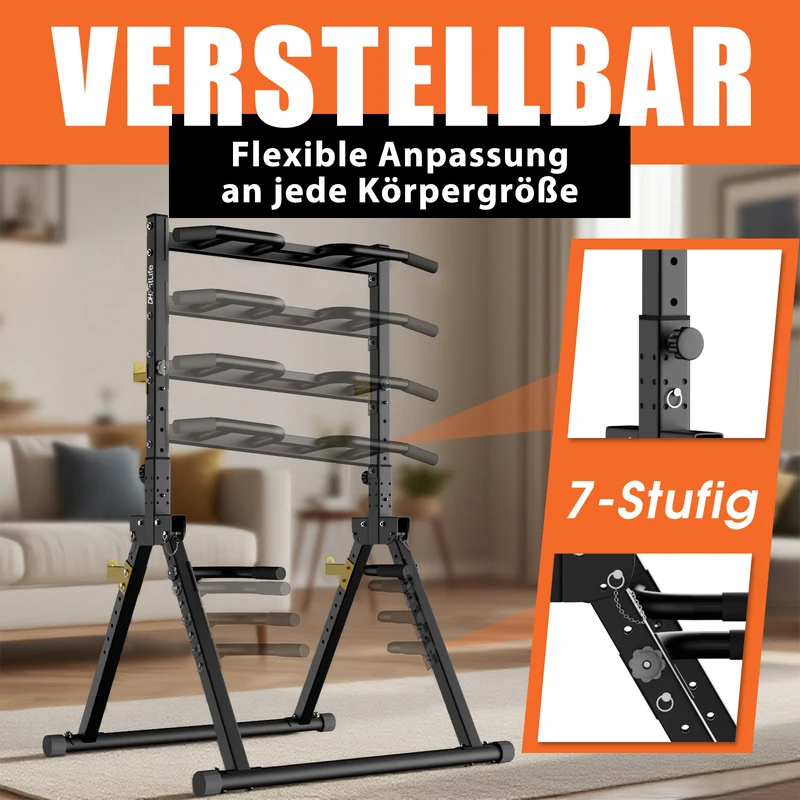DH FitLife Power Tower faltbar, Klimmzugstange freistehend mit Dip Station