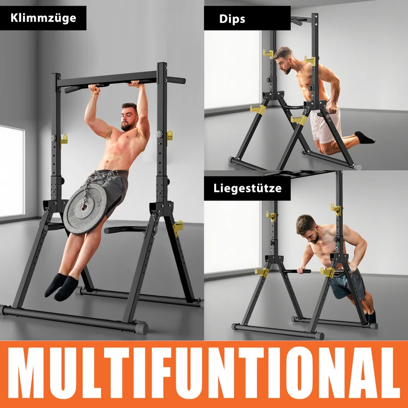 DH FitLife Power Tower faltbar, Klimmzugstange freistehend mit Dip Station