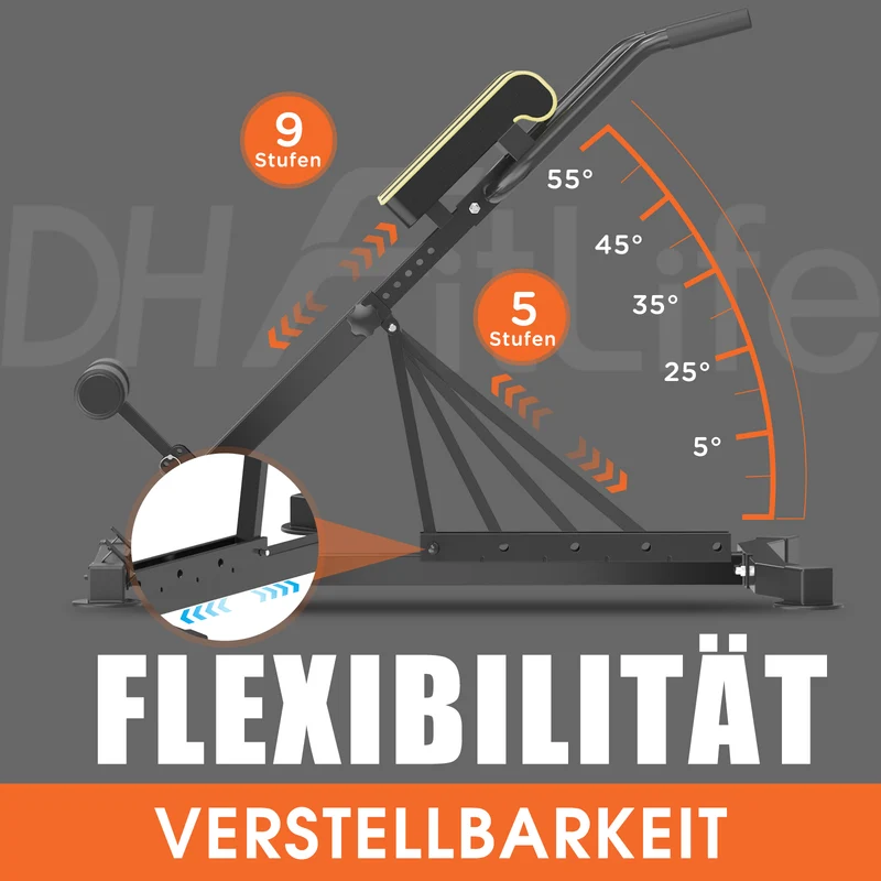 DH FitLife Rückenstrecker, 5-in-1 Hyperextension Rückentrainer bis 150 kg