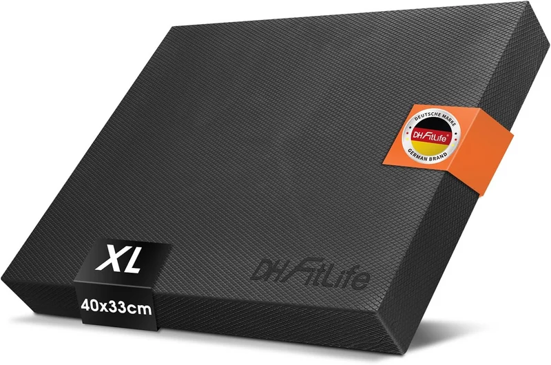 DH FitLife Balance Pad XL, Balance-kissen 40x33x6cm, Memory-Schaum, Schwarz