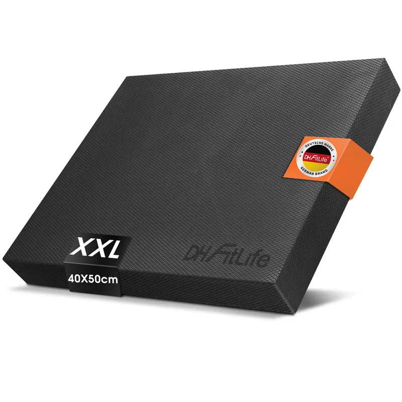 DH FitLife Balance Pad XL, Balance-kissen 40x33x6cm, Memory-Schaum, Schwarz