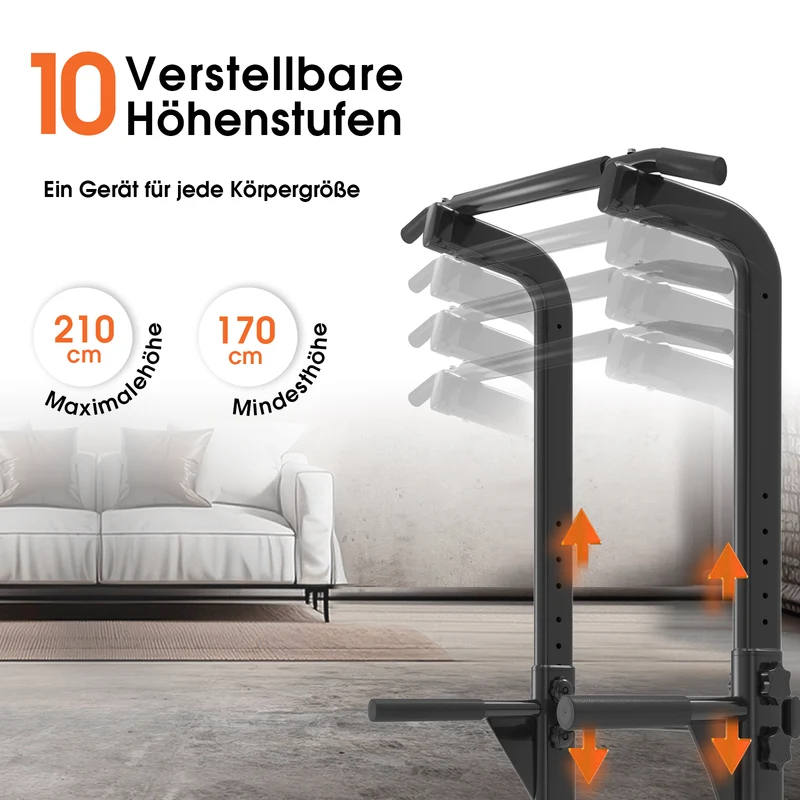 DH FitLife Klimmzugstange freistehend, Power Tower Dip Station bis 150kg