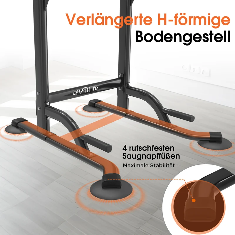 DH FitLife Klimmzugstange freistehend, Power Tower Dip Station bis 150kg
