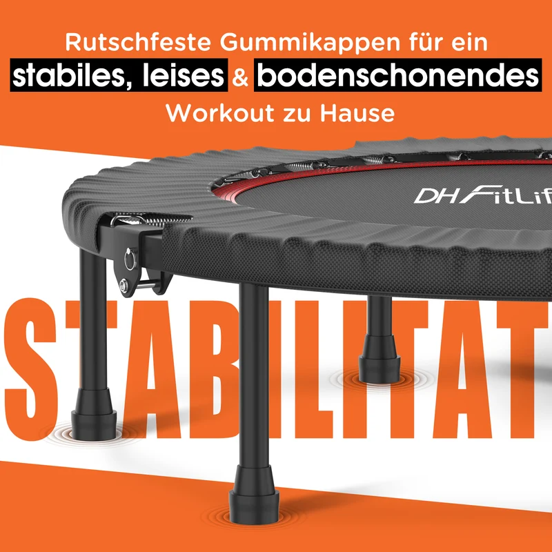 DH FitLife Fitness Trampolin Indoor Ø102 cm, klappbar, 150 kg mit Handgriff