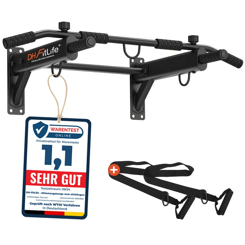 DH FitLife Klimmzugstange Wand, 4-in-1 Pull up Bar, 6 Griffe, bis 200 kg
