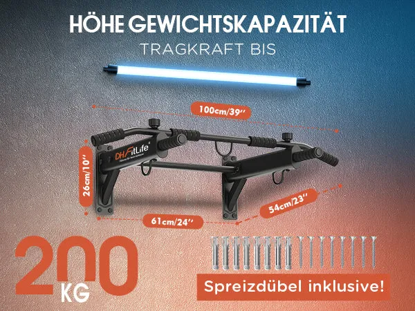 DH FitLife Klimmzugstange Wand, 4-in-1 Pull up Bar, 6 Griffe, bis 200 kg