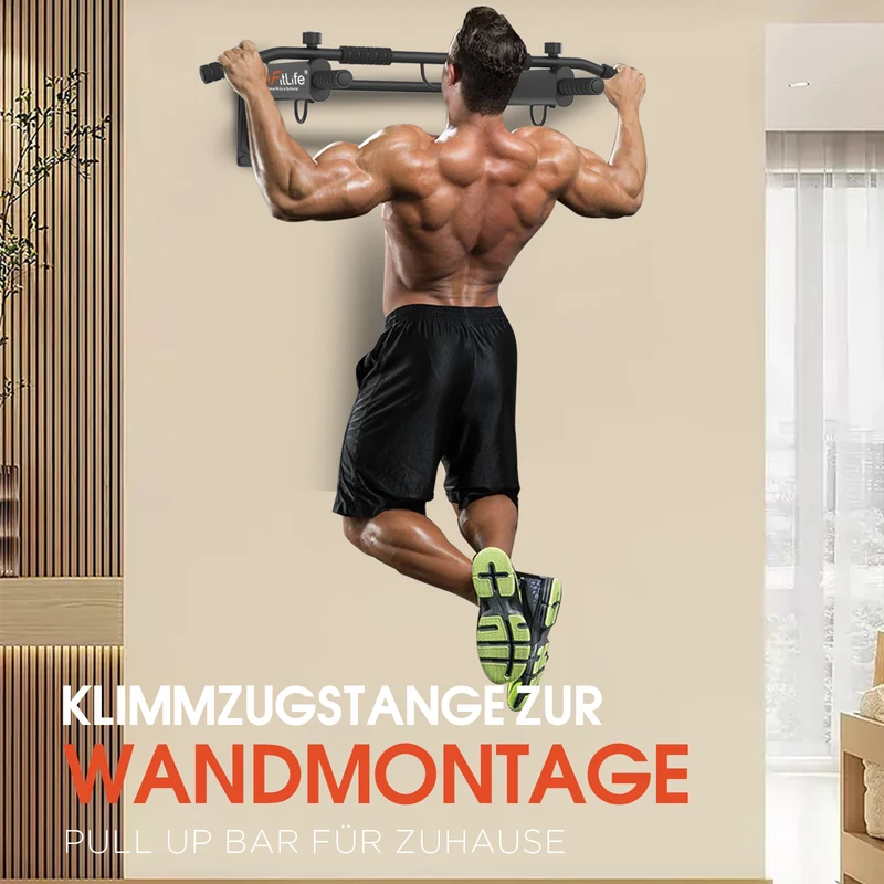 DH FitLife Klimmzugstange Wand, 4-in-1 Pull up Bar, 6 Griffe, bis 200 kg