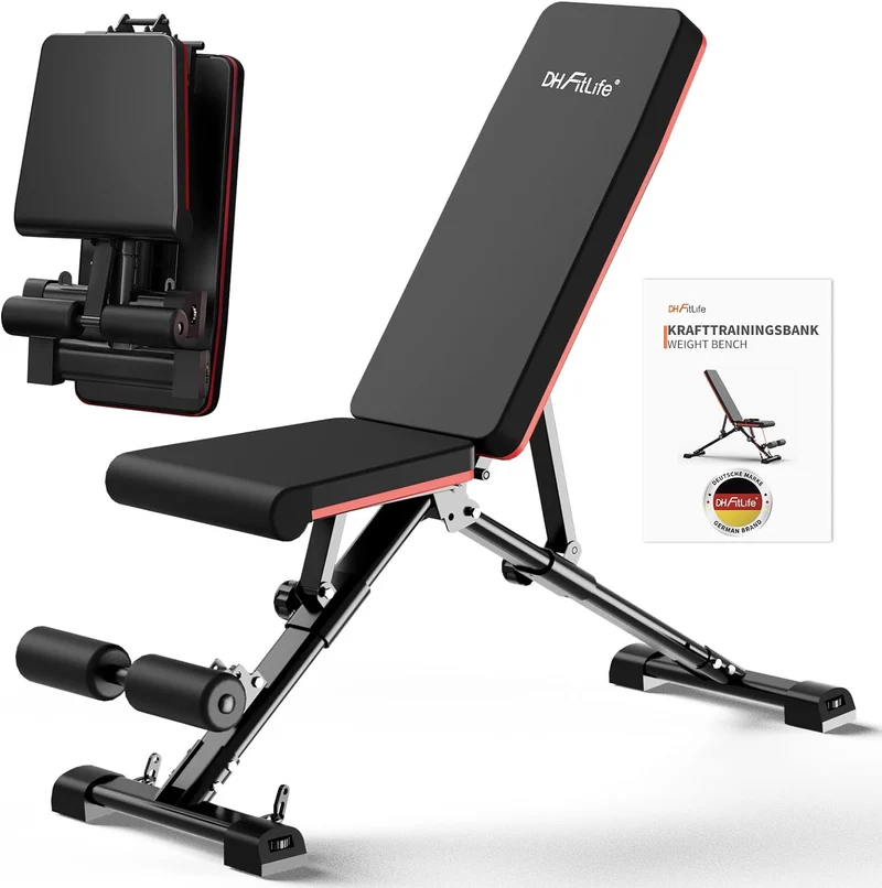 DH FitLife Hantelbank klappbar verstellbar, faltbar und stabiler