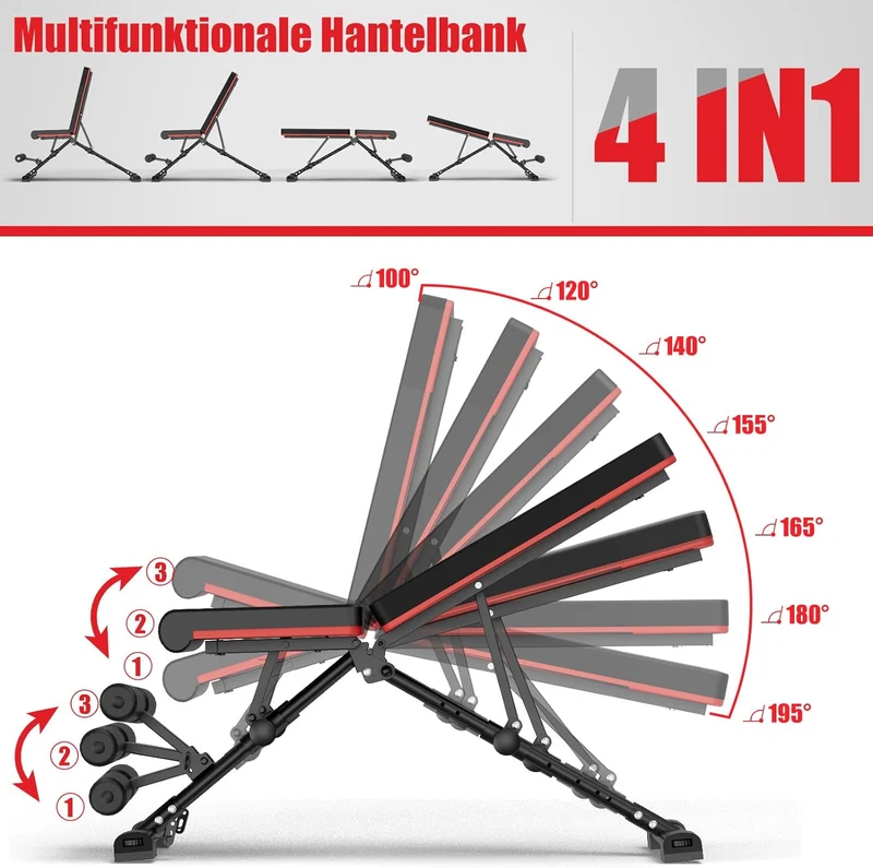 DH FitLife Hantelbank klappbar verstellbar, faltbar und stabiler