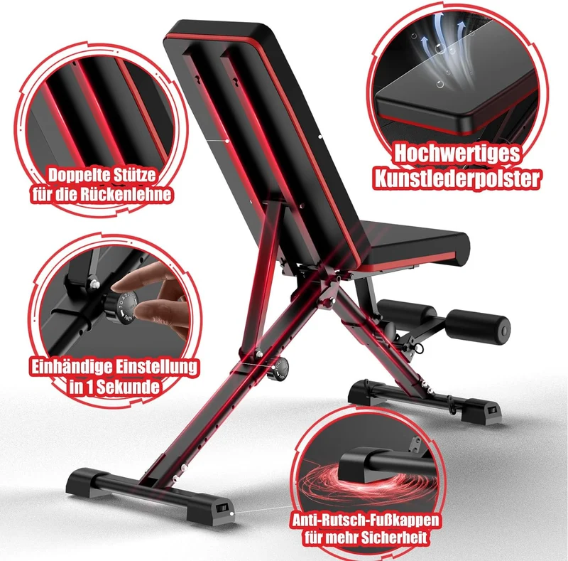 DH FitLife Hantelbank klappbar verstellbar, faltbar und stabiler