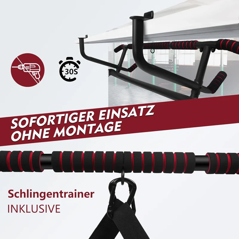 DH FitLife Klimmzugstange Türrahmen, 4-in-1 Pull Up Bar, bis 200 kg
