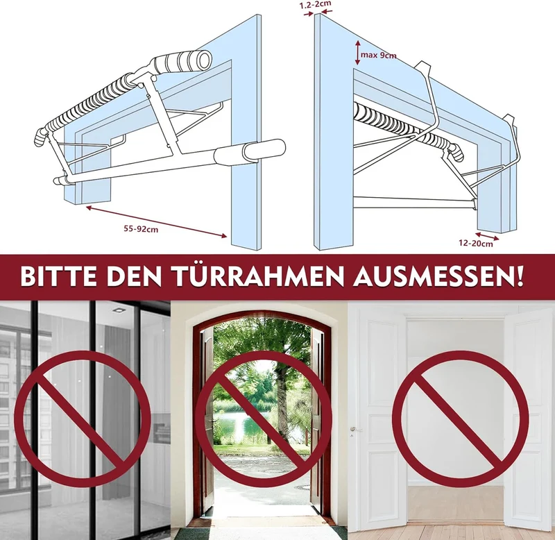 DH FitLife Klimmzugstange Türrahmen, 4-in-1 Pull Up Bar, bis 200 kg