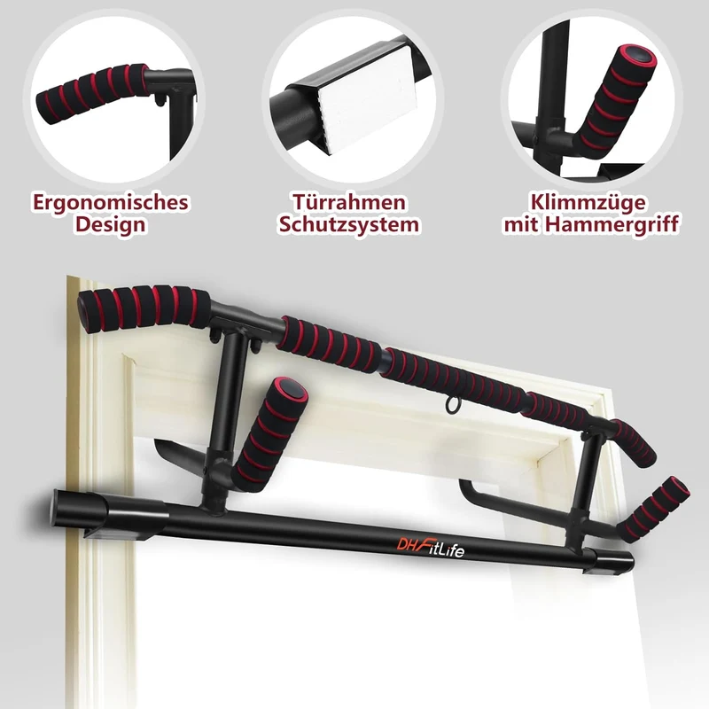 DH FitLife Klimmzugstange Türrahmen, 4-in-1 Pull Up Bar, bis 200 kg