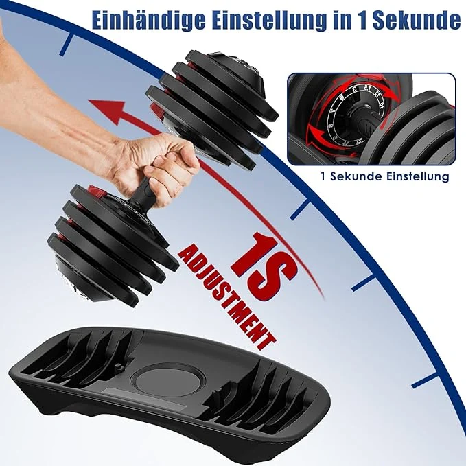 DH FitLife 18kg verstellbare Hanteln Set, 12 Stufen, Kurzhanteln 12-in-1