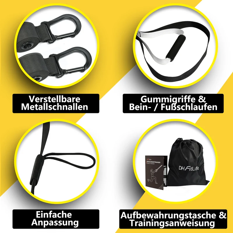 DH-FitLife Schlingentrainer, Sling Trainer Set für Krafttraining und Ganzkörpertraining
